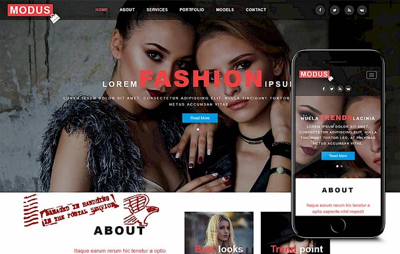 Одностраничный шаблон для моделей - Modus-fashion