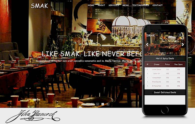 Smak — многоцелевой шаблон для ресторанов