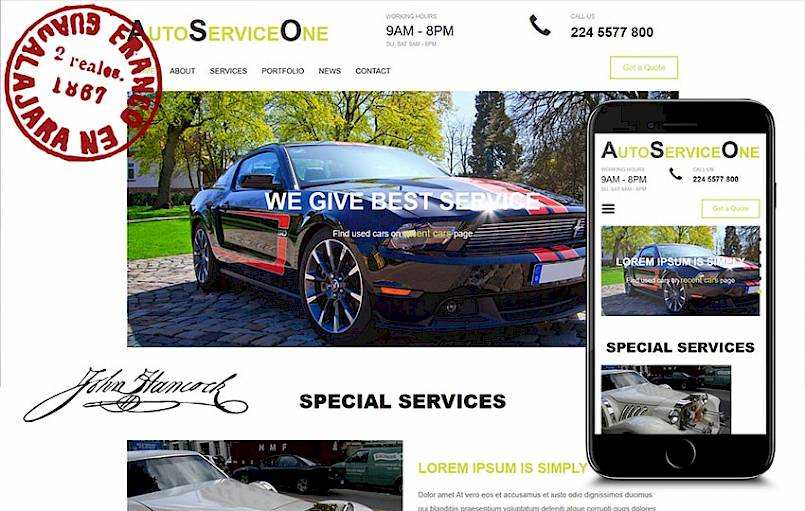AutoServiceOne - многостраничный шаблон