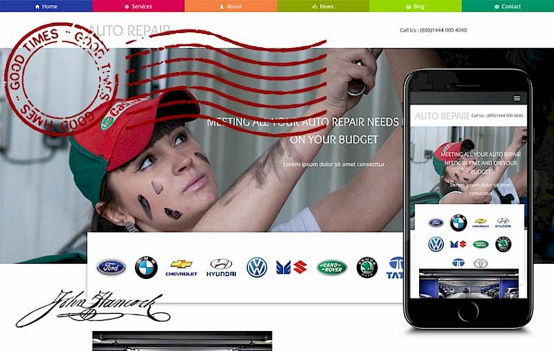 Autorepair - многостраничный шаблон для сайта